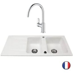 VILLEROY ET BOCH Evier Architectura 80 116 x 51 cm Blanc + Robinet cuisine Grohe Bauloop