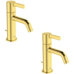 Lot de deux mitigeurs lavabo Ideal Standard Joy avec tirette Or