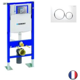 Bati support wc Geberit Duofix autoportant, sigma 112 cm + Plaque de commande, blanc, chromé