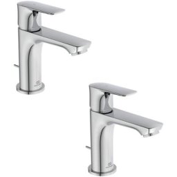 Lot de deux mitigeurs lavabo Ideal Standard Connect air avec tirette et vidage chrome