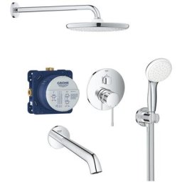 Grohe - Essence Set de douche encastré avec douche de tête xxl 250, Douchette 2 jets et bec bain