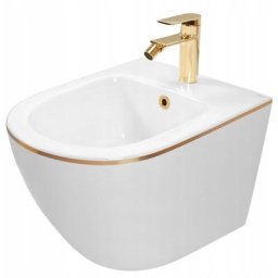 REA - bidet suspendu carlo mini white gold edge - Blanc/ Or