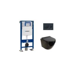 Pack Geberit UP320 + Cuvette sans bride kelos Noir Brillant + Plaque Sigma Noir