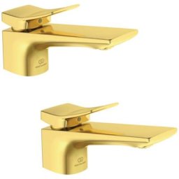 Lot de deux mitigeurs lavabo Ideal Standard Conca avec tirette et vidage Or