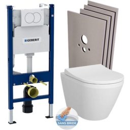 Geberit - Pack Bati-support Duofix 112cm + wc sans bride Vitra Integra avec fixations invisibles +