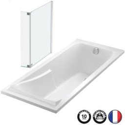 Pack baignoire droite 160 X 70 JACOB DELAFON Corvette + pare bain chromé