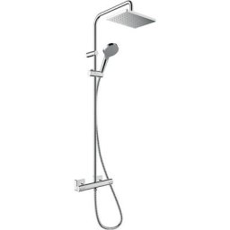 Hansgrohe - Colonne de douche thermostatique Vernis Shape 230 EcoSmart chromé, tablette d angle,