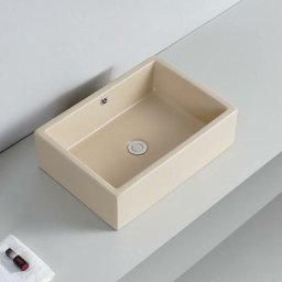 Vasque pour salle de bain Rectangulaire - Céramique Beige Mat - 51x36 cm - Line