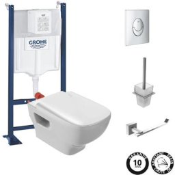 Pack wc suspendu sans bride Jacob Delafon Struktura + Bati-support grohe + accessoires carrés,