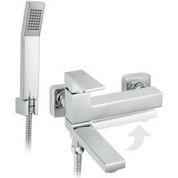 Zicco Robinet mitigeur mural de bain avec bec pivotant + douchette