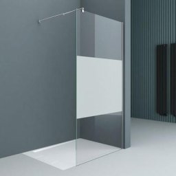 Paroi de douche à l'italienne 90cm avec bande opaque pare-douche Bremen2MS 90x200 verre de sécurité