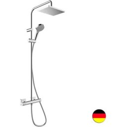Colonne de douche thermostatique HANSGROHE Vernis Shape 230 chromé, tablette d angle, Sans nettoyant