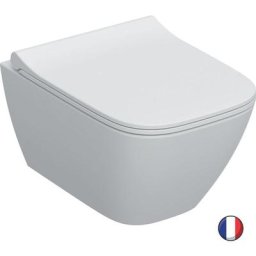 WC suspendu sans bride et compact GEBERIT Smyle Square, caréné + abattant