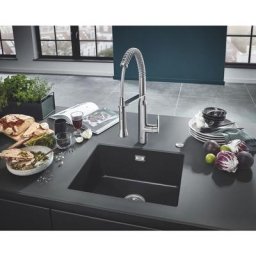 Viers - Évier composite K700 avec garniture de vidage automatique, 533x457 mm, noir granite