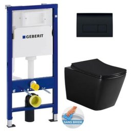 Pack wc bati Duofix + wc sans bride sat Infinitio Design Noir mat + Abattant frein de chute +