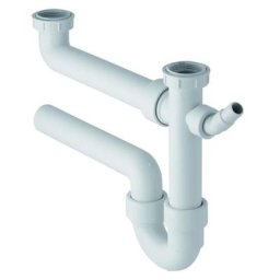 Siphon d'évier Geberit 2 voies avec raccord 1''1/4 en Abs Blanc