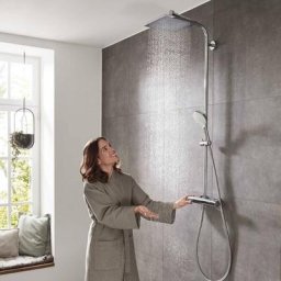Hansgrohe - Colonne de douche thermostatique Crometta e, tablette d angle, Sans nettoyant