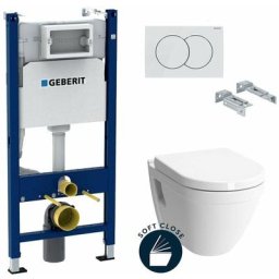 Pack wc Bâti Duofix + Cuvette suspendue Vitra S50 avec bride + Abattant soft close + Plaque blanche
