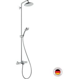 Hansgrohe - Colonne bain douche thermostatique Croma 220, tablette d angle, Sans nettoyant
