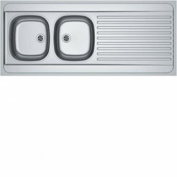 Evier Man à poser - 2 cuves 1 égouttoir - Inox lisse Franke 140x60 inox - 2c1e