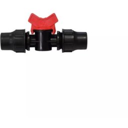 Mini vanne avec raccords de chaque coté pour tube basse densité 16mm
