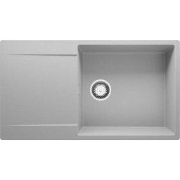 Evier Cuisine en Granit Gris, 90 x 50 cm, Lavabo 1 bac + Siphon Classique, Évier à Encastrer San