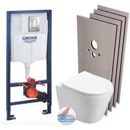 Grohe Pack WC Bâti-support + WC Swiss Aqua Technologies Infinitio sans bride, fixation invisible +
