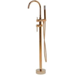 Robinet Mitigeur de Bain sur Pied en Acier Inox Zinc et Laiton Cuivré 116 cm Tugela - Cuivré