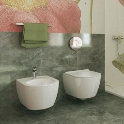 Sanitaire suspendu collection Tiara 36x53,5 cm sans rebord avec abattant wc à fermeture amortie