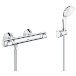 Grohe - Precision Flow Set de Mitigeur de douche thermostatique + Douchette 2 jets + Support mural