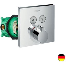 Hansgrohe - Lot Facade pour mitigeur thermostatique encastré avec 2 fonctions chromé + Corps