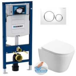 Geberit Pack WC Geberit Duofix + WC suspendu SAT Infinitio sans bride + abattant frein de chute +
