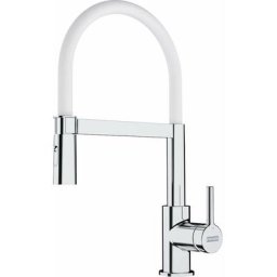 Lina fc 6087.031 Mitigeur cuisine, 205 x 410 mm, semi-pro avec douchette extractible, Chrome/Blanc