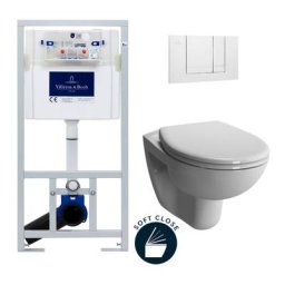 Villeroy & Boch Pack WC Bâti-support Viconnect + WC suspendu Normus + Abattant frein de chute +