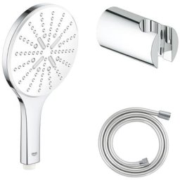 Flexible de douche Grohe Twistfree VitalioFlex Silver 1500 chromé + Support mural pour douchette