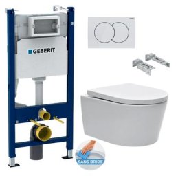 Pack Bâti-support 112cm + Cuvette Swiss Aqua Technologies sans bride + Plaque blanche