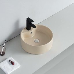 Vasque pour salle de bain Ronde - Céramique Beige Mat - 40 cm - Star