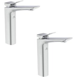 Lot de deux mitigeurs lavabo Ideal Standard Conca réhaussé sans tirette sans vidage chrome