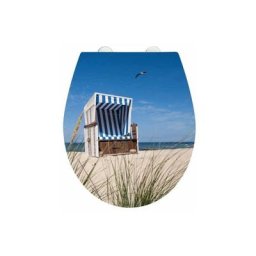 Wenko - Abattant wc original Cabane Plage, abattant wc avec frein de chute, fixation inox