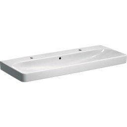 Smyle Square - Double lavabo 1200x480 mm, avec trop-plein, 2 trous pour robinetterie, blanc