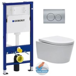 Geberit - pack bati-support UP100 + cuvette sat suspendue sans bride et fixations invisibles +
