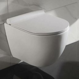 Rue Du Bain - wc Suspendu Ovale - Avec Abattant - Céramique Blanc - Sans Bride - 49x36 cm - Cort