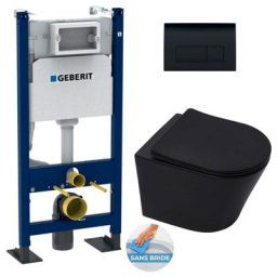 Pack wc Bati-autoportant Duofix + wc sans bride sat Infinitio Noir mat + Abattant softclose +