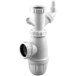 Siphon plastique 40X49 avec prise machine à laver et trop plein - 7255