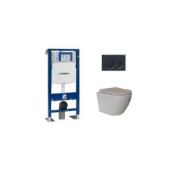 Geberit - Pack UP320 + Cuvette sans bride kelos Blanc + Plaque Sigma Noir