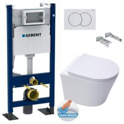 Geberit - Pack Autoportant Bati-support Duofix + wc sans bride sat Infinitio + Abattant softclose +