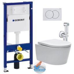 Pack wc Bâti-support Duofix + wc sans bride sat, fixations invisibles + Abattant softclose +