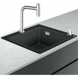 Hansgrohe - Evier à encastrer 1 bac C51 450 vidage manuel noir avec robinet cuisine Select sBox