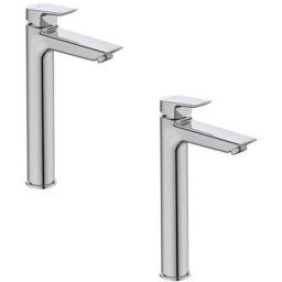 Lot de deux mitigeurs lavabo IDEAL STANDARD Tesi réhaussé sans tirette sans vidage chrome