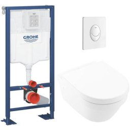 Villeroy et boch Lot wc suspendu Architectura avec abattant, bâti support grohe Rapid sl et plaque